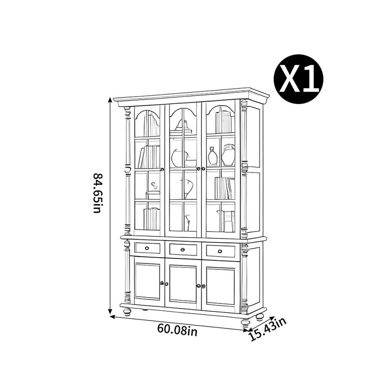 Bibliothèque de style français avec rangement fermé