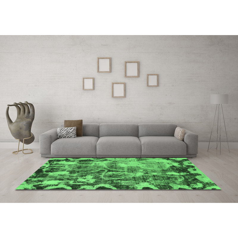 Washable Abstract Indoor Rug, Round 4'