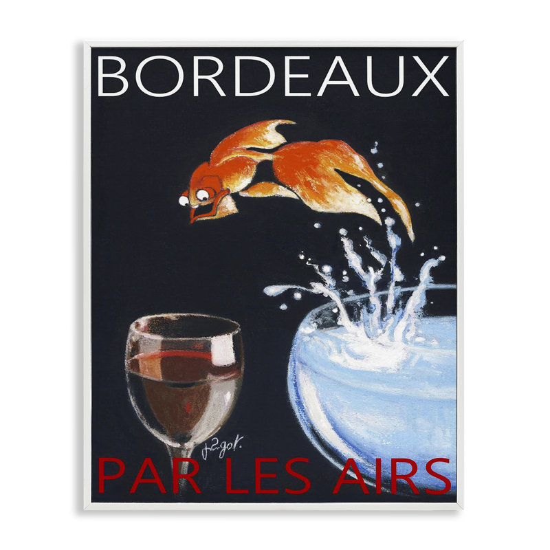 «Bordeaux Goldfish Into Wine», estampe numérique de Jean-Pierre Got, H 30 po x l 24 po, Giclée encadrée blanc bord de mer