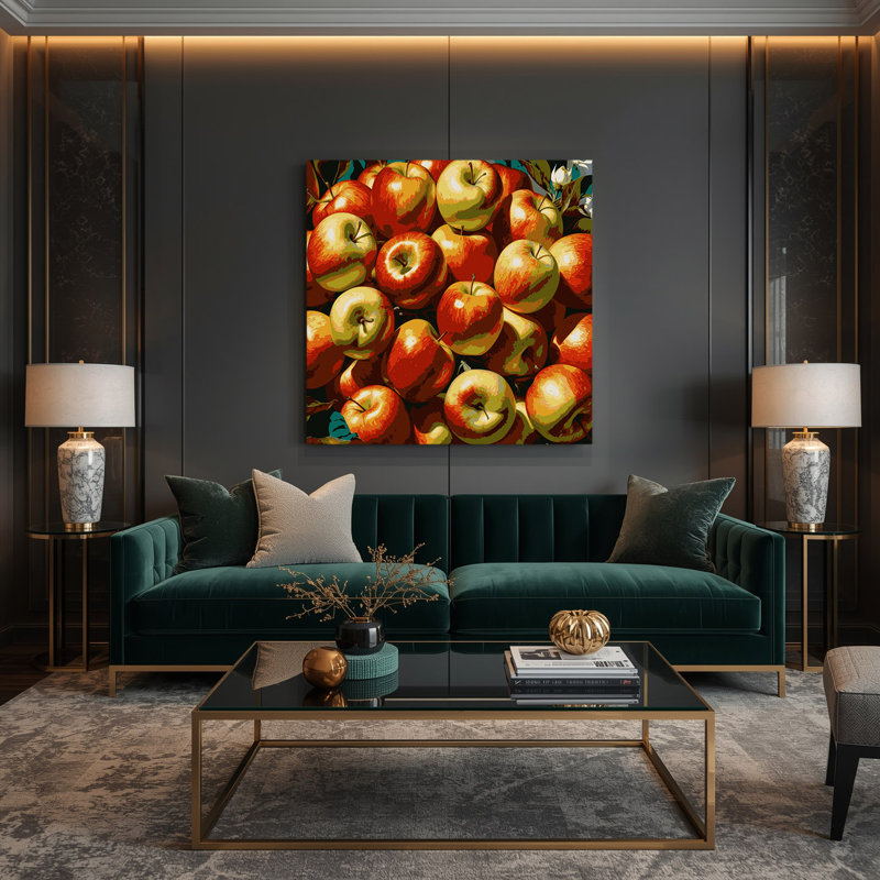 Art mural sur toile rouge Fruit Apple Honeycrisp, H 32 po x l 32 po