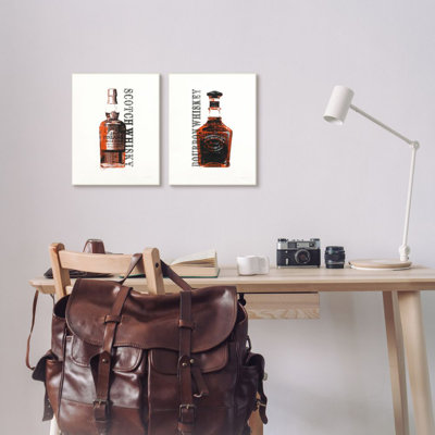 " Glass Whiskey Bottles Brown Black Alcohol Liquor " by Avery Tillmon 2 - Pieces