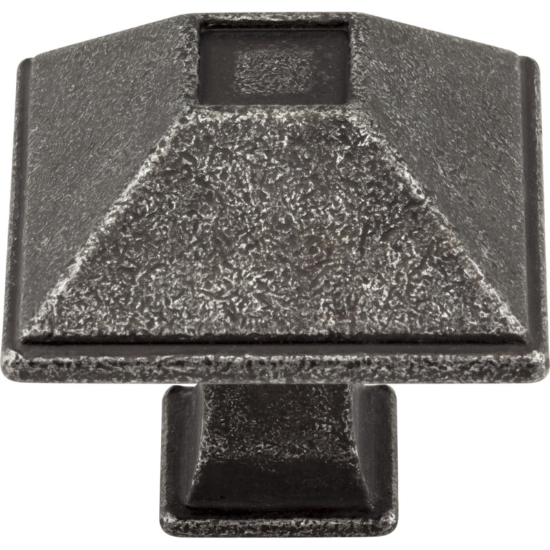 Tahoe Square Knob, Distressed Antique Silver, 1 1/2"