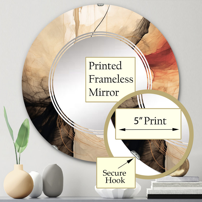 Castauqua - Miroir mural moderne rond, 24 po x 24 po