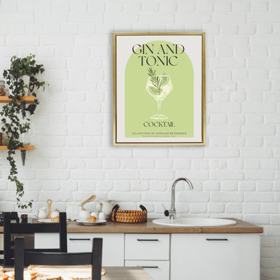 Élégant cadre flottant rétro gin et tonique, design par Lil 'Rue
