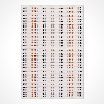 Abstract Cream Machine Washable Non-Slip Area Rug