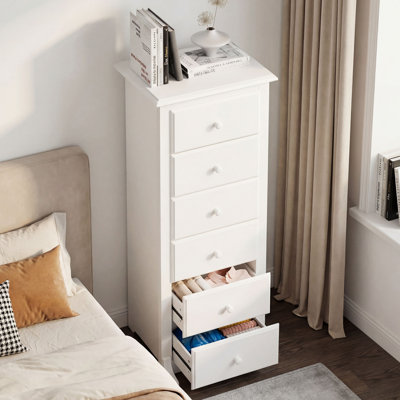 Tall 6-Drawer Storage Dresser, Chest of Drawers for Bedroom & Living Room with Ample Storage