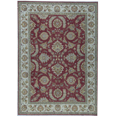 Tapis rouille et ivoire noué à la main de haute qualité
