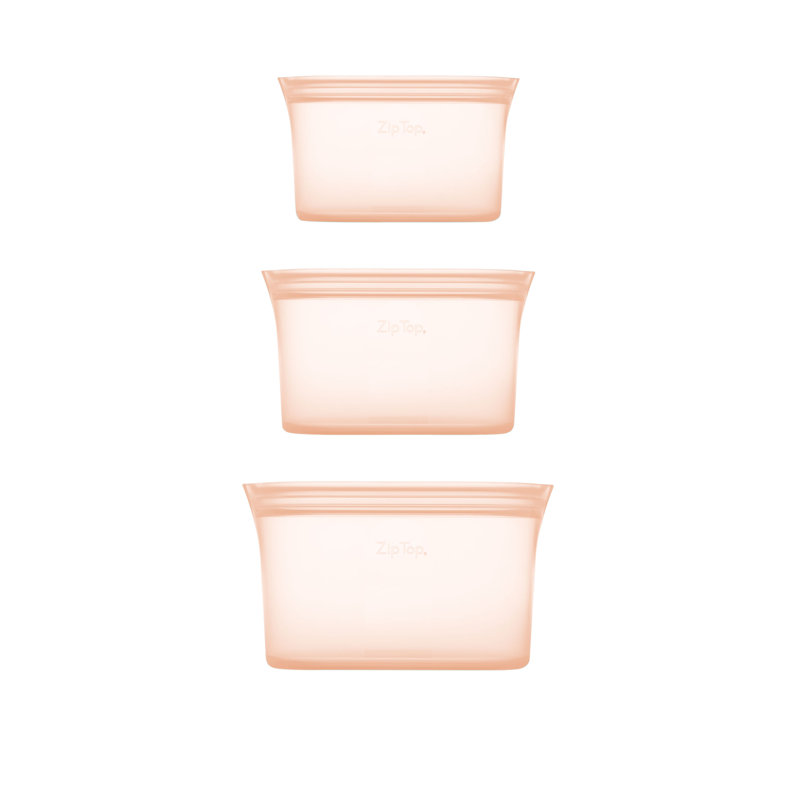 Sacs de rangement pour aliments réutilisables à fermeture éclair | Ensemble de 3 assiettes [Pêche] | Va au micro-ondes, au lave-vaisselle et au congélateur