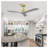 52 Inch Gold Ceiling Fan with Remote Control - 3 Solid Wood Blades Ultra-Quiet Reversible DC Motor Indoor Ceiling Fan for Living Room Bedroom