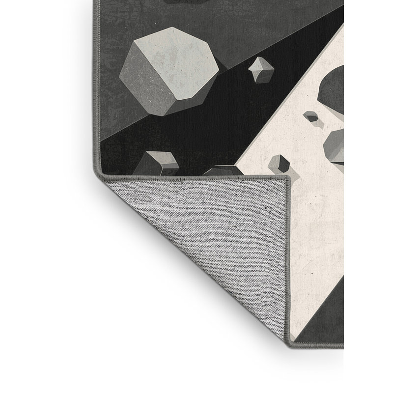 Tapis géométrique moderne lavable à la machine gris Medford Bouldering, 5 x 7