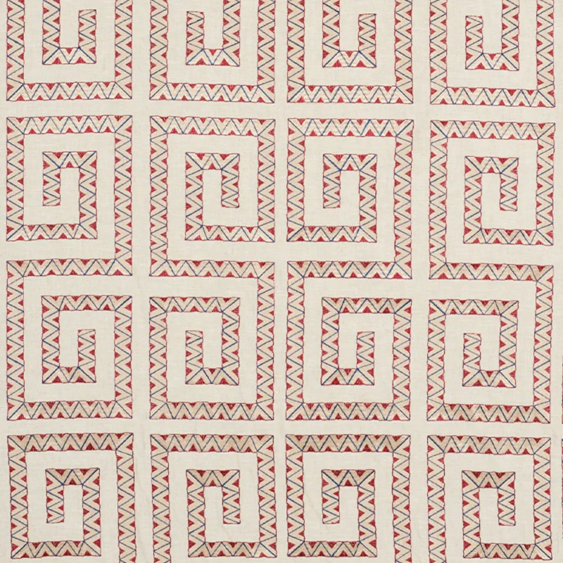 Prado Embroidery Fabric, Red