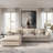 Slipcovered Upholstered Modular Sofa With Ottoman-112680361-110374990