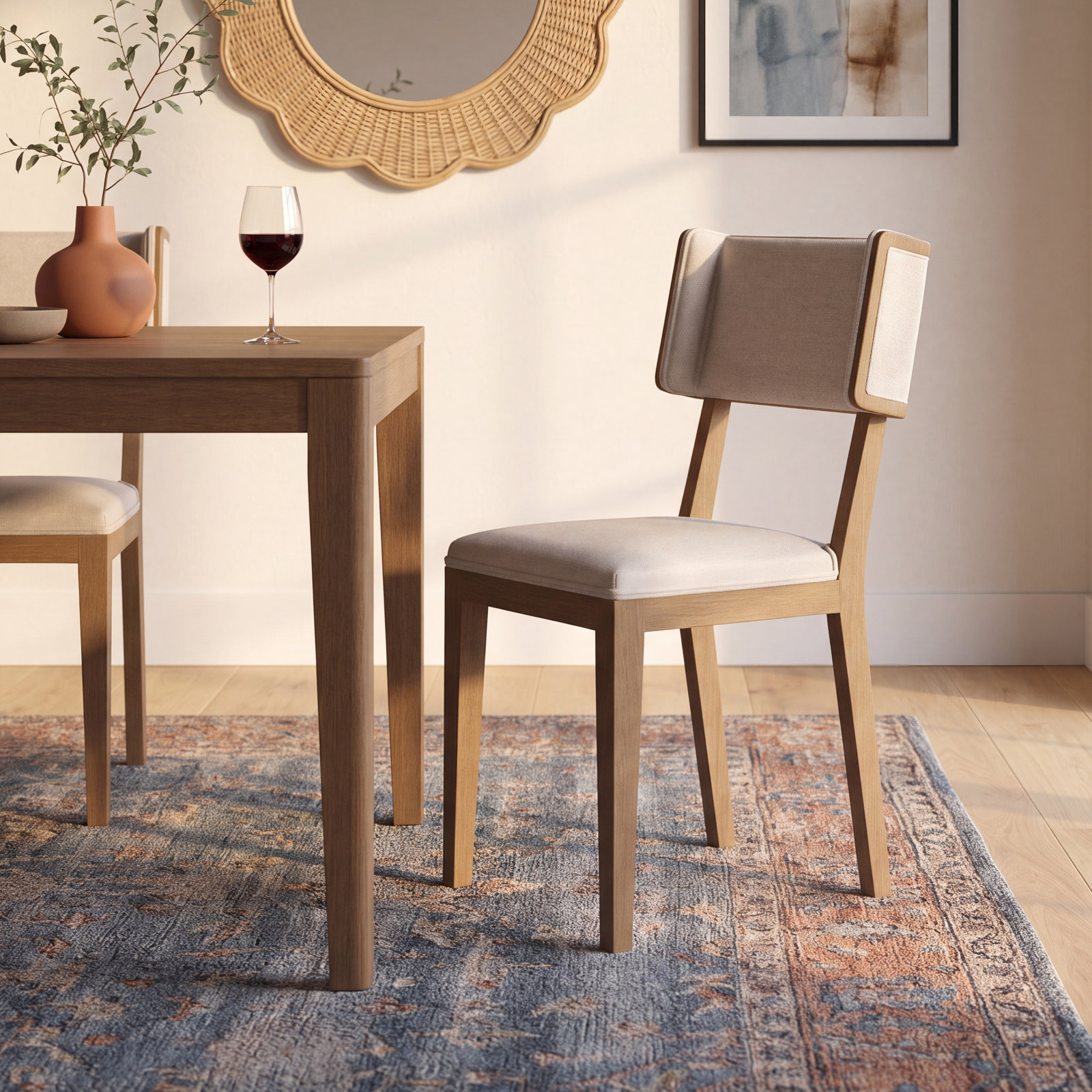 Maine Linen Dining Chair, Light Brown