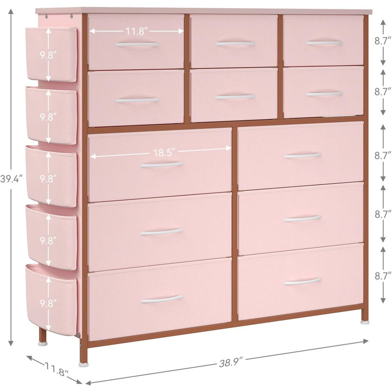 Chest of 12 Drawers, Pink