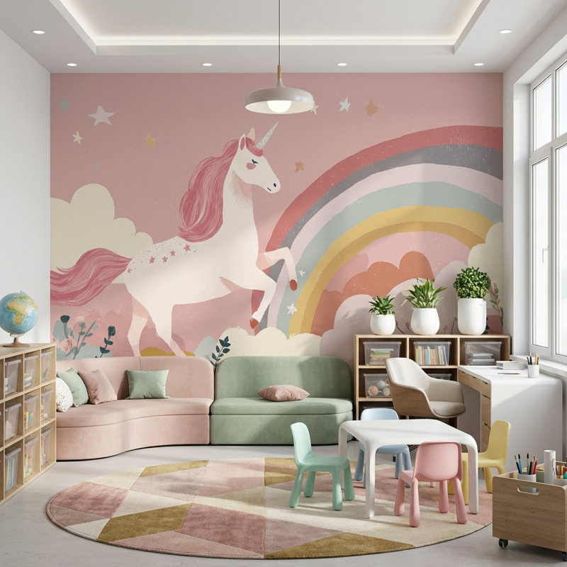 Papier peint fantaisie licorne, 120 po x 96 po, Peel and Stick