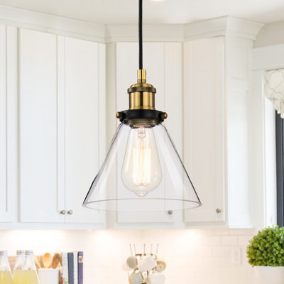 Mateo 1 - Light Black/Antique Brass Cone Pendant