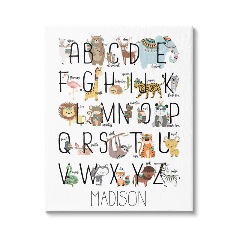 Art mural personnalisé à motif d'alphabet cmw-004, H 20 po x l 16 po, Toile tendue, Oui