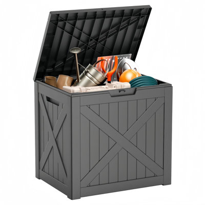 Boîte de terrasse verrouillable en résine résistante à l'eau 32 gallons Decksplore