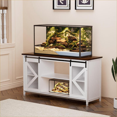 Supports d'aquarium | Structure en acier moderne avec armoire de rangement pouvant accueillir un aquarium de 80 gallons Reptile terrarium, blanc cassé | Salon | Panneau de particules