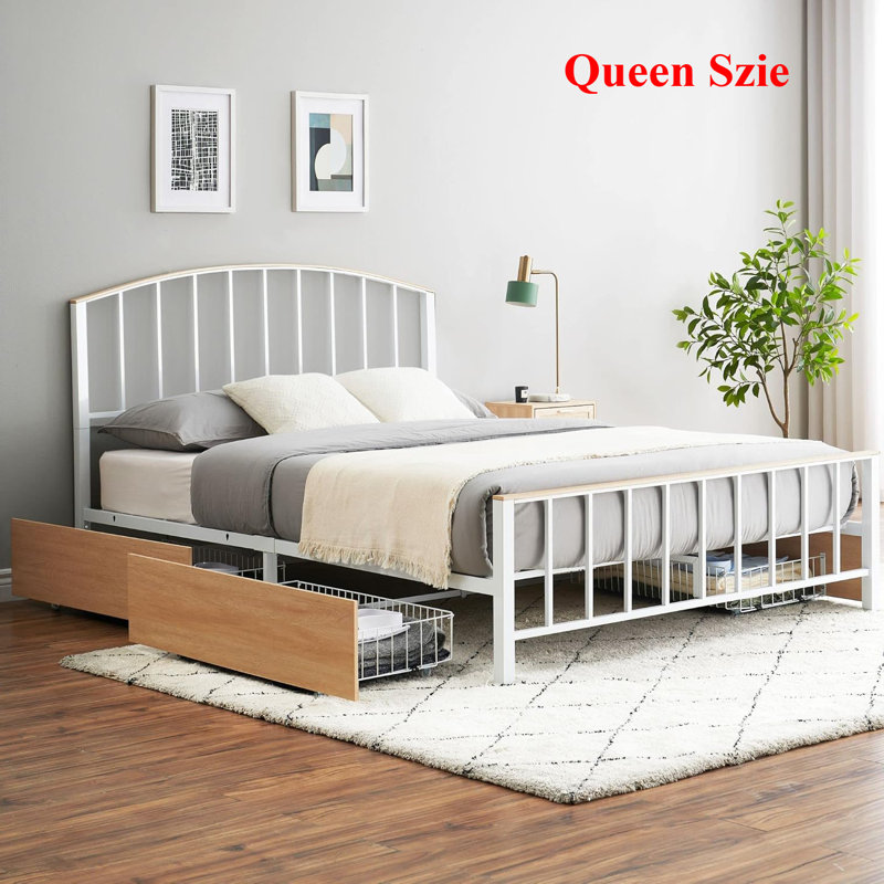 Bed Frame With 4 Storage Drawers, Queen