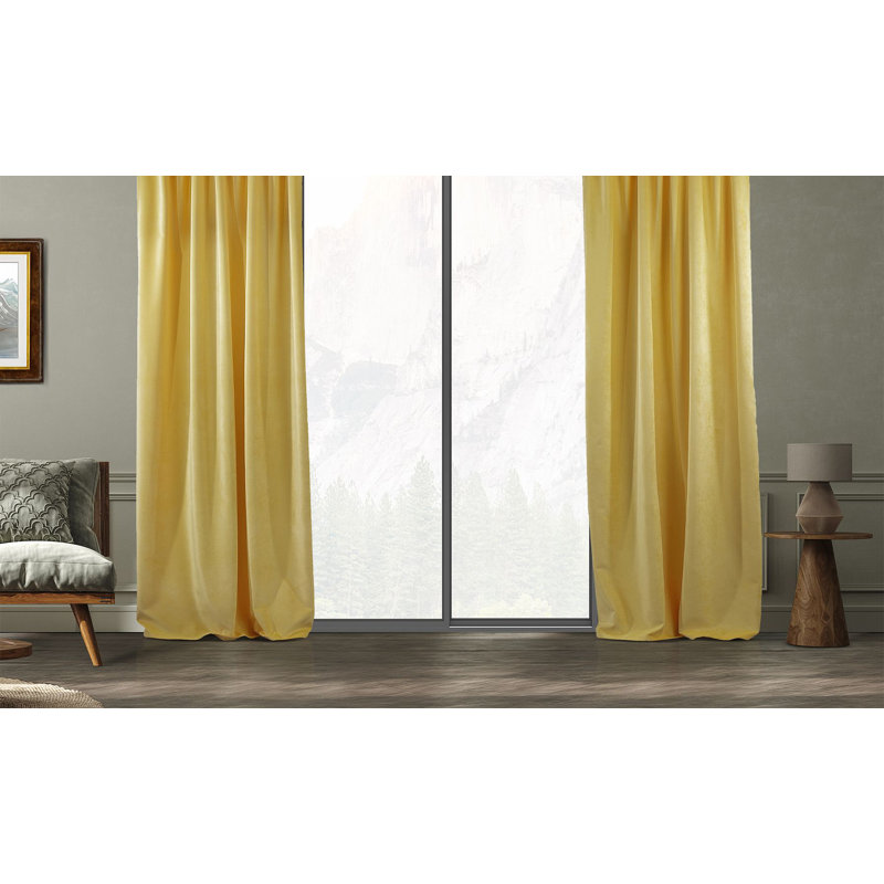 Blackout Single Curtain Panel, 130cm Width x 350cm Drop, Lemon