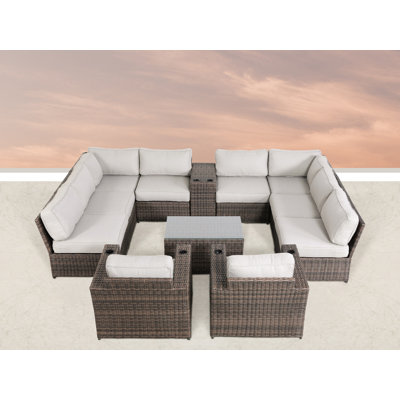 Ensemble de conversation pour 8 personnes avec coussins Khaleeqa Wicker