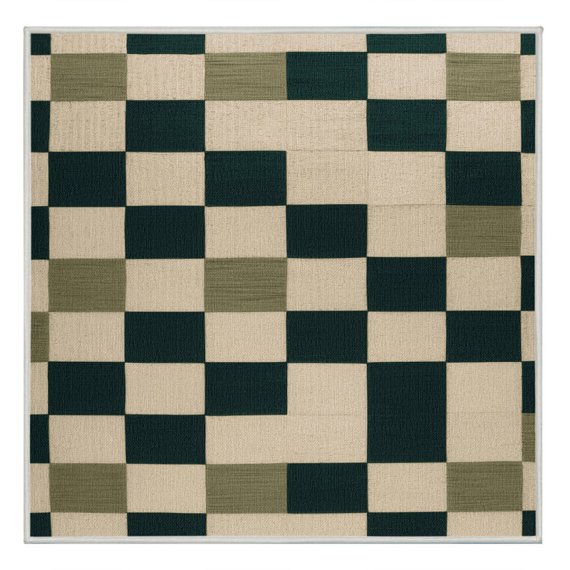 Machine Washable Checkered Beige Area Rug, Square 5'