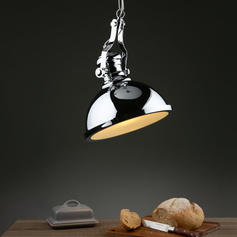 Ian 1 - Light Dome Pendant, 140cm H x 32cm W x 32cm D, Polished Chrome