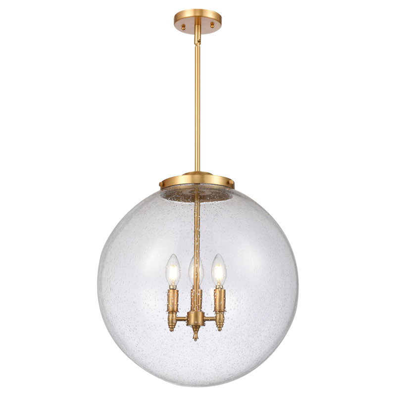Luminaire suspendu sphère 3 lumières DEL Beacon, Or satiné, H 19 po x l 18 po x P 18 po, Grainé