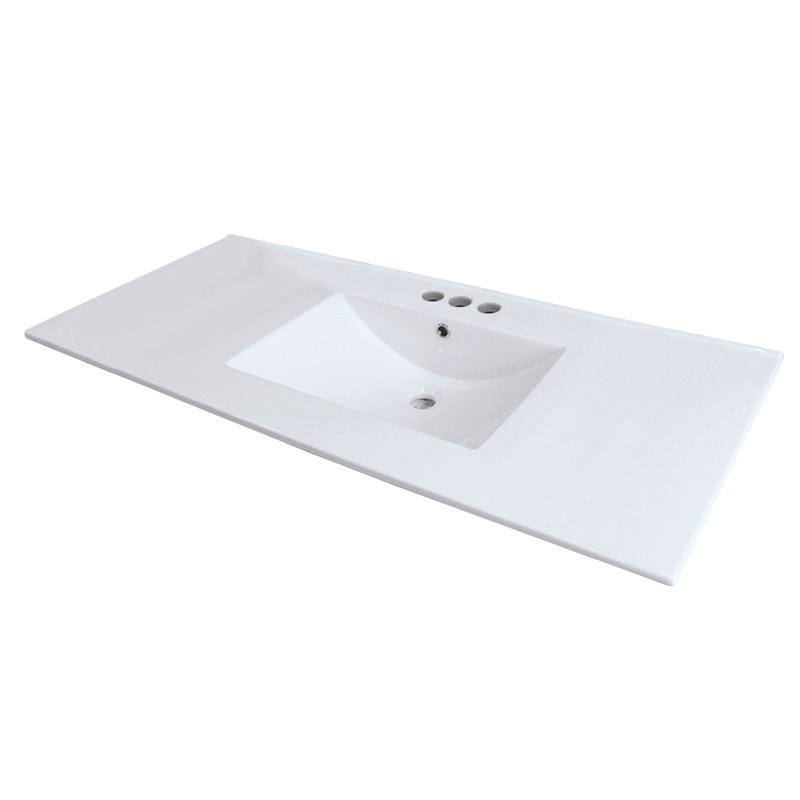 Plateau de meuble-lavabo simple 22,06 po Juliette en blanc avec lavabo, À entraxe de 4 po