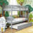 Twin Over Twin Solid Wood Bunk Bed With Trundle&Ladder, Convertible Into Twin Size Beds-2050400551