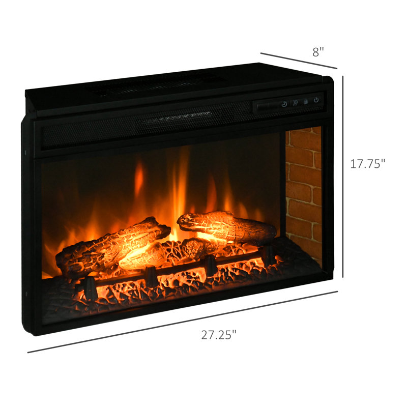 Retro Recessed Fireplace Heater with Realistic Log Flame