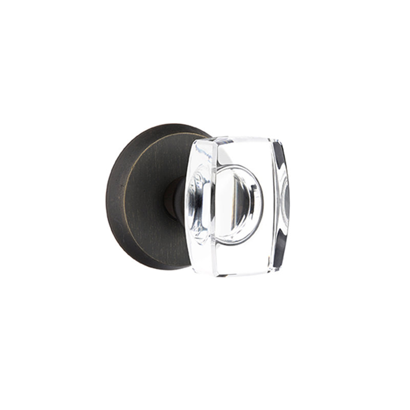 Ensemble de boutons de passage Emtek avec rosette Sandcast # 2 et bouton en verre Windsor, Bronze moyen