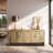 Neutral Textured Mango Wood 30" Carved Front Waterfall Edge Sideboard in Brown - 63" x 16" x 30"