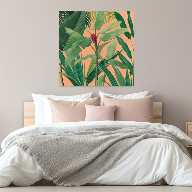 «Dramatic Tropical I Boho» abstrait, art floral tropical, H 32 po x l 32 po
