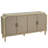 Retro Industrial Style Rivet Decor 4-Door Cabinet, Linen Decorated Doors