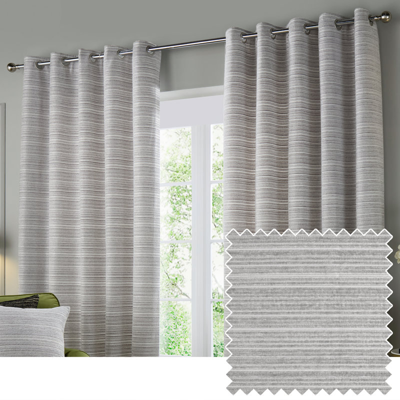 Jupiter Room Darkening Curtain Panel Pair, Silver, 229cm Width x 229cm Drop