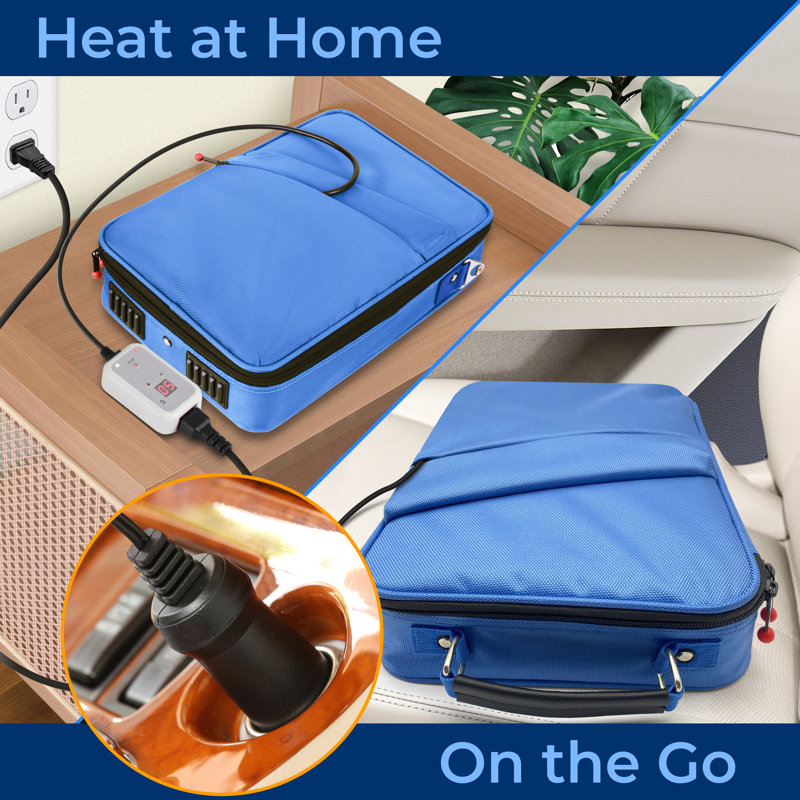Hot Stone Massage Kit - Portable Heated Rock Therapy System With Digital Temperature Controller, Includes (12) Massaging Stones (Blue)
