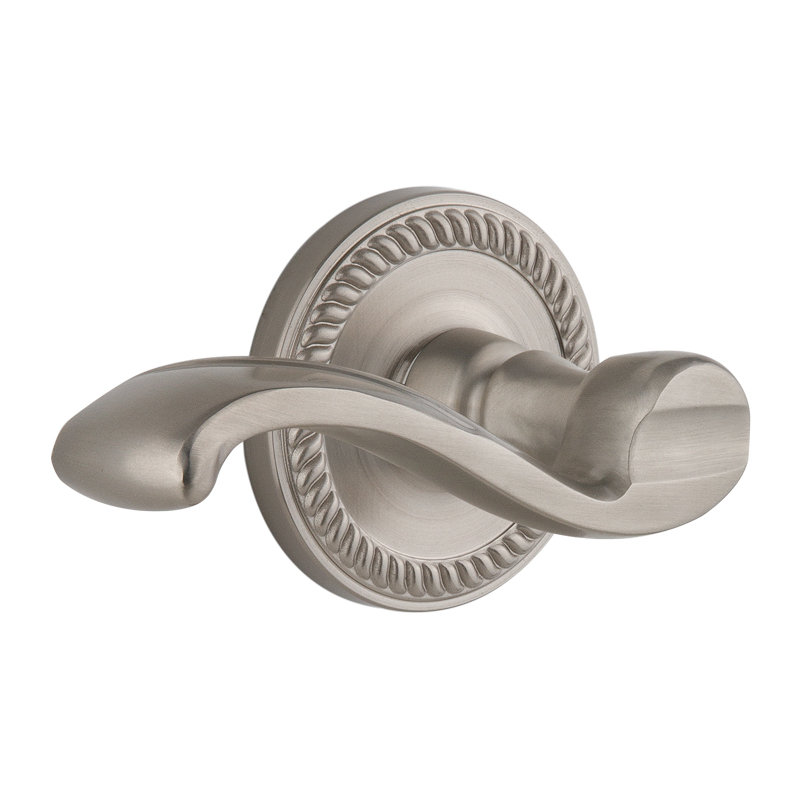 Grandeur Newport Rosette Single Dummy with Portofino Lever, Satin Nickel, Left Handed