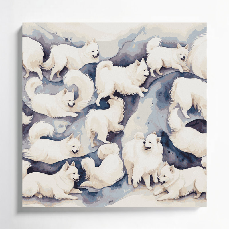 «Dogs Samoyed Beige», art mural sur toile, H 16 po x l 16 po
