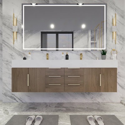 Thomason 71'' Double Bathroom Vanity with Acrylic Top
