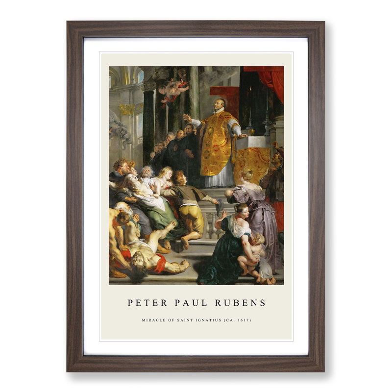 Miracles by Peter Paul Rubens - Picture Frame Painting, 65cm H x 48cm W x 2cm D, Walnut