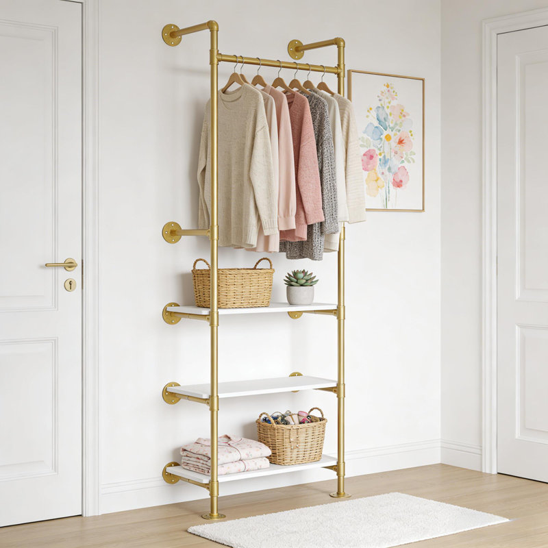 Abriannah 178cm H Wall Mounted Clothes Rack