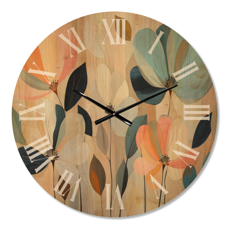 Pastel Garden Medley II - Horloge murale Cottage, imprimée sur bois, Grand