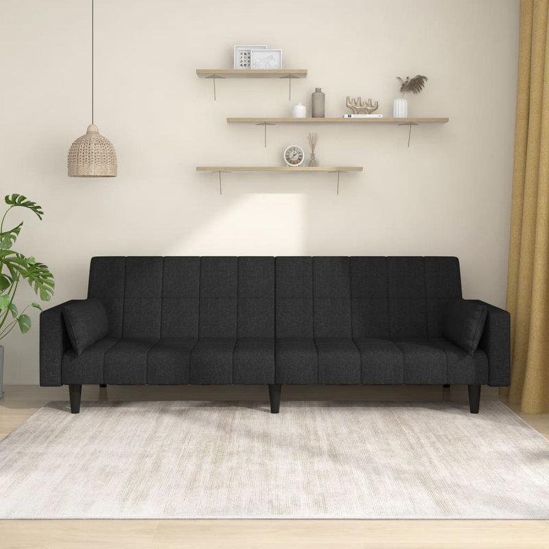 Shardi Upholstered 86.6'' Sofa, Black Fabric