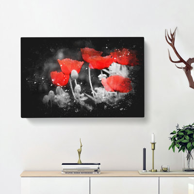 Red Poppy Field - Wrapped Canvas Painting