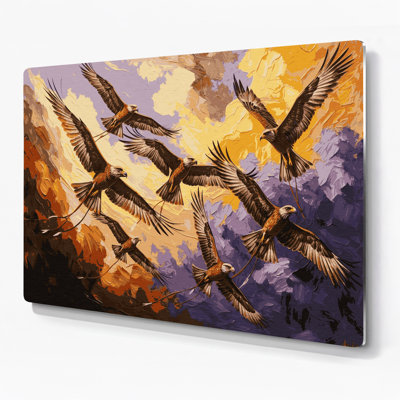 Birds Yellow billed Kite Brown Metal Wall Art