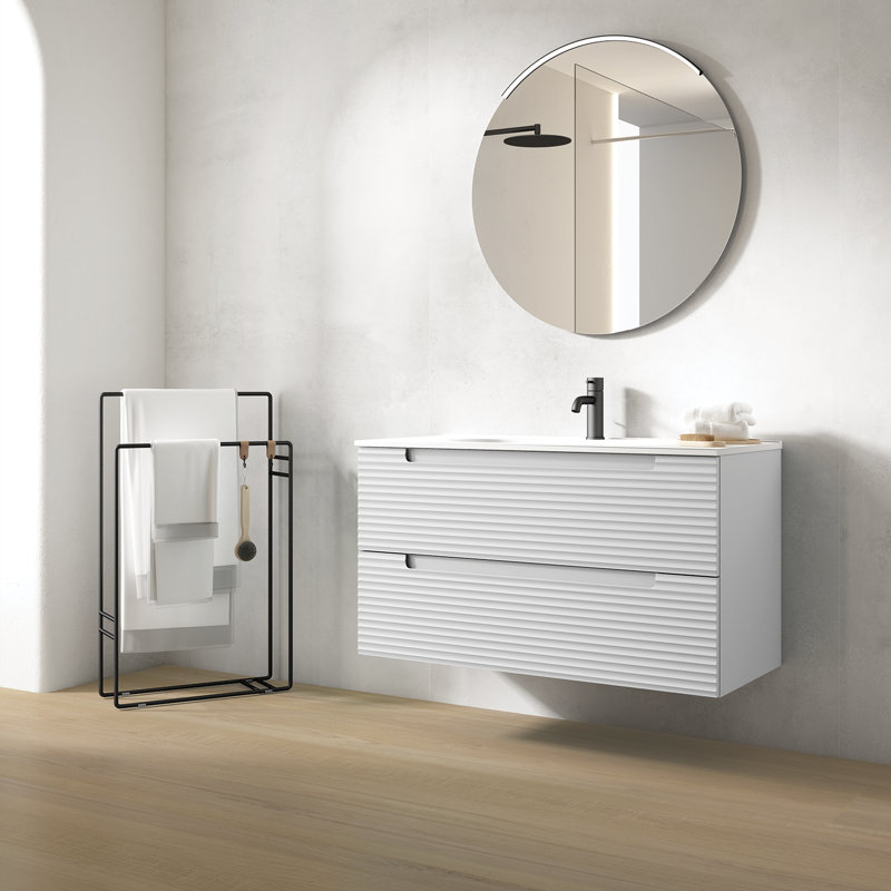 Meuble-lavabo simple DAX Kyoto 40 pouces, Blanc mat