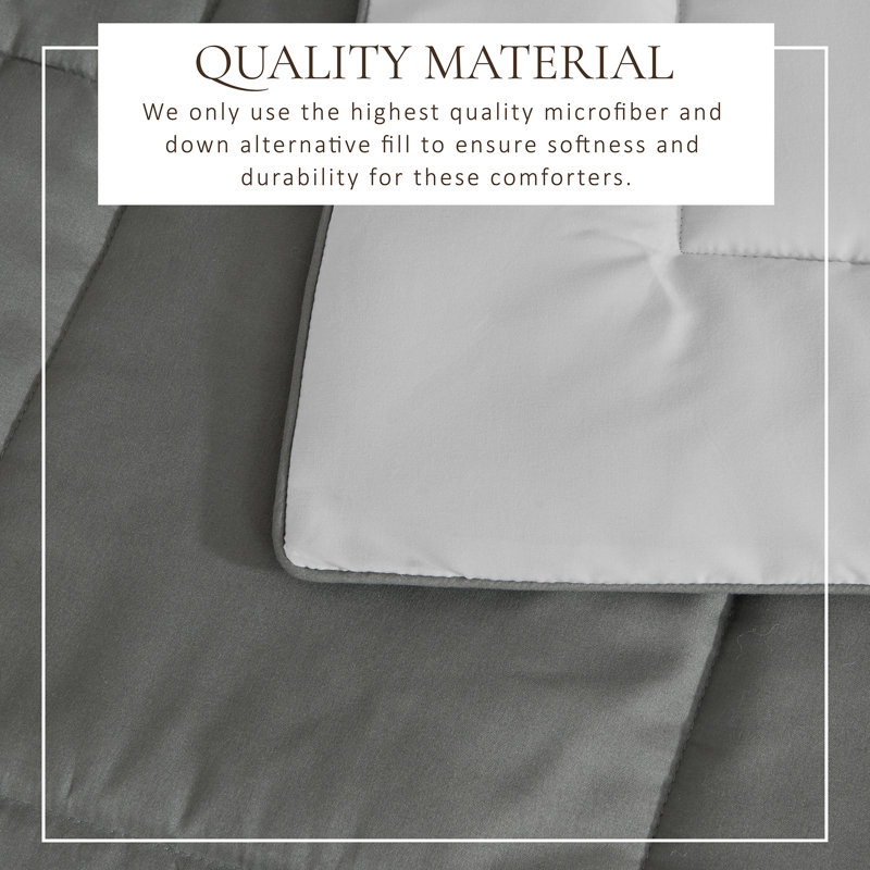 King Size Dark Grey and Light Grey Reversible Microfiber Comforter Set