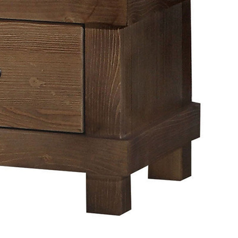 Khari Wooden Nightstand with Drawers Metal Handles